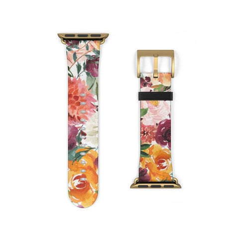 Shop The Watercolor Flowers Apple Watch Band Exclusively at The Urban Flair - Trendy Faux/Vegan Leather iWatch Straps - Affordable Replacements Bands For Women