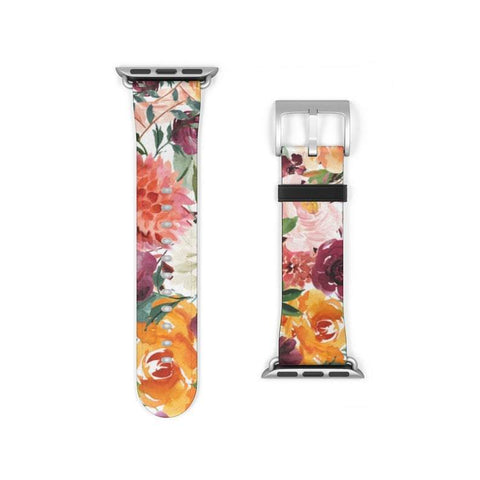 Shop The Watercolor Flowers Apple Watch Band Exclusively at The Urban Flair - Trendy Faux/Vegan Leather iWatch Straps - Affordable Replacements Bands For Women