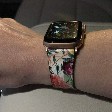 Shop The Watercolor Flowers Apple Watch Band Exclusively at The Urban Flair - Trendy Faux/Vegan Leather iWatch Straps - Affordable Replacements Bands For Women