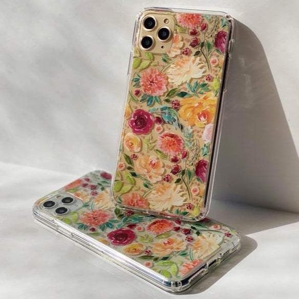 Watercolor Flowers Clear Phone Case for Apple iPhone 15 more