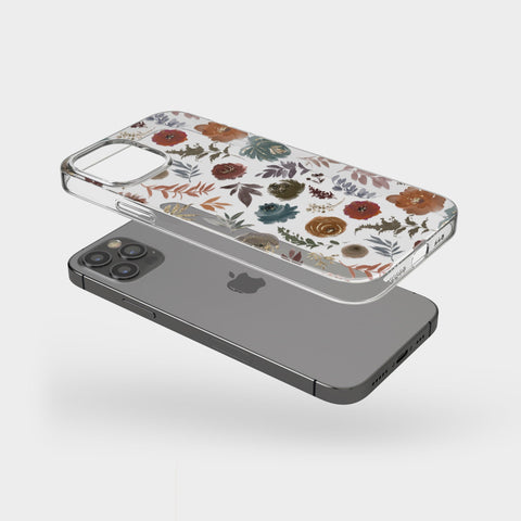 Winter Watercolor Wild Flowers Phone Case For iPhone 14 Plus 13 Pro Max 12 Mini XR 7 8 SE 2022 Aesthetic Moody Floral Design Feat