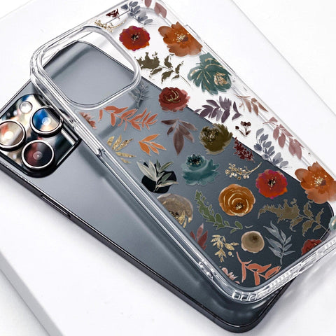 Winter Watercolor Wild Flowers Phone Case For iPhone 14 Plus 13 Pro Max 12 Mini XR 7 8 SE 2022 Aesthetic Moody Floral Design Feat